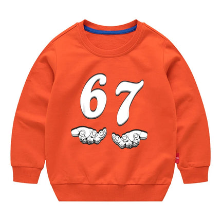 67 Six Seven Funny Digital Print Sweatshirt For Boys Girls 3-12Years Kids Cartoon Sports Hoodie Caual long Sleeve Tshirt