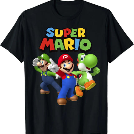 Game Super Mario Graphic Unisex 100%cotton Shirt High Quality 100%cotton O-neck Anime Harajuku Summer Men Japanese Fashion Shirt