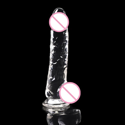 2 Pcs 1 Set Soft Silicone Realistic Dildo with Suction Cup for Women Adult Game Cute Penis Masturbator Sex Toy Crystal Jelly Transparent