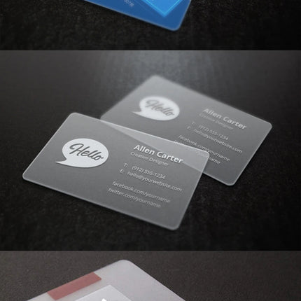 20-500PCS Custom Transparent PVC Business Card Colorful Printing Personalized LOGO Text Thank You Card Free DESIGN 0.38mm