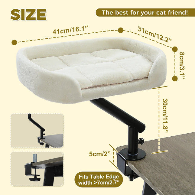 Cat Desk Bed, 360 Rotatable Cat Bed Stand for Indoor Cats, Adjustable Cat Basket, Cat Hammock for Table, Soft Cat Bed for Desk