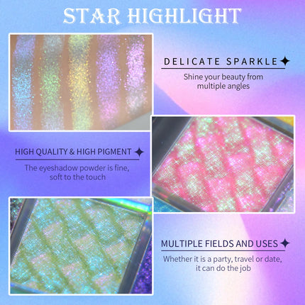 JUR MORNIER 9 Color Multichrome Eyeshadow Palette Shimmer Chameleon Eye Shadow Waterproof Vegan Cruelty Free Eye Makeup