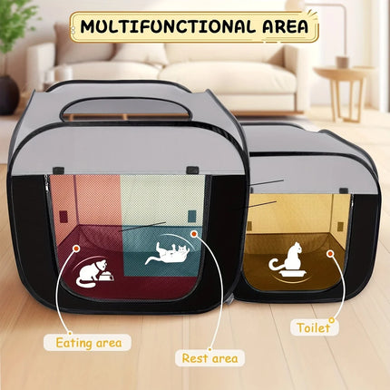 Large Cat Enclosure - Freestanding Design, Portable Indoor/Outdoor Pet Fence, Outdoor Cat Play Area