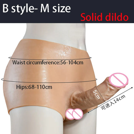 Lesbian Strap-On Dildo Penis Pants Realistic Soft Silicone Panties Solid Hollow Dildo For Men Woman Adults Sex Toys Masturbator
