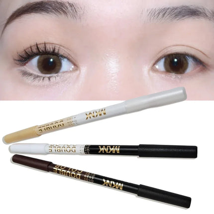 Mulitfuntional Two-Tone Black White Wood Eyeliner Pencil Pearl Highlighter Makeup Pen Brown Eyebrow Draw Lower Eyelash Cosmetics
