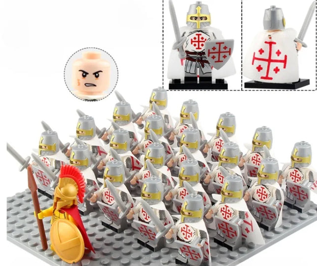 21PCS Medieval Ancient Roman Warrior Series Spartan 300 Warrior Children's Building Block Toys DIY Micro Scene Ornaments
