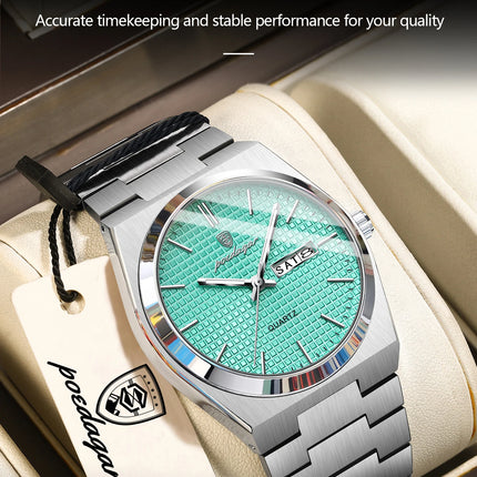 POEDAGAR Luxury Fashion Men's Watch Waterproof Stainless Steel Quartz Men Wristwatch Luminous Date Week Business Watches For Men