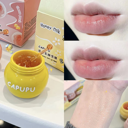 1Pcs Peach Jelly Lip Balm Clear Moisturizing Hydrating Reduce Lip Lines Honey Lip Oil Fruit Lipstick Lips Care Makeup Cosmetics