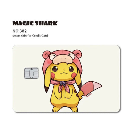 Maigc Shark Cute Pokemons Mewtwo Eevee Pikachu Gengar Sticker Film Cover for Debit Credit Card No Fade