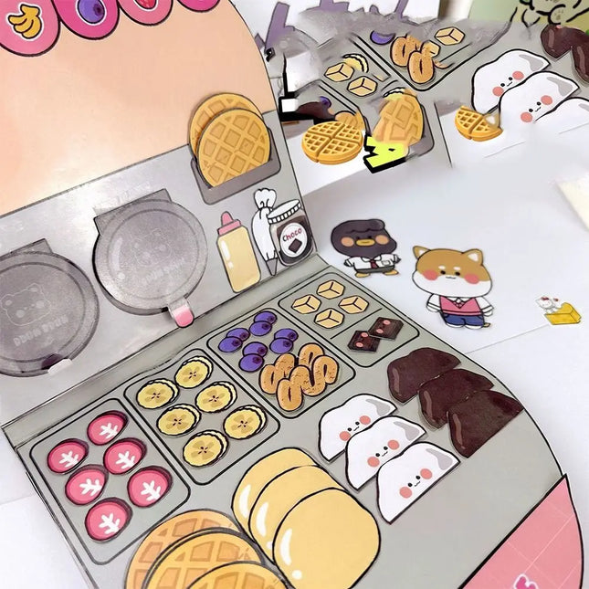 Cartoon Barber Shop Nail Shop Quiet Book Girls Handmade DIY Sticker Toy Squeeze Book Toys For Kids Anti-Stress Toy