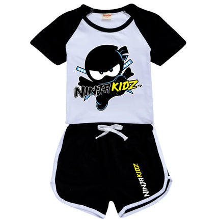 Ninja Kidz Kids Clothes Cotton Sport Tracksuits T-shirts Sweatshirt Suit Cartoon Pattern Set Teenager Baby Boys Girls Clothing