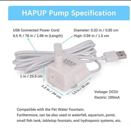 Water Pump Pet Cat Water Fountain Anti-dry Burning Motor Replacement for Cat Flowers Drinking Bowl Water Dispenser Pet Products