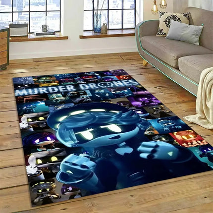 2025 New Style Cartoon Murder Drones Uzi Robot 3D Rug Carpet for Living Room Bedroom Home Decor, Non-slip Sofa Doormat Floor Mat