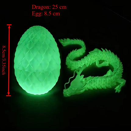 3D Printed Dragon Egg with Articulated Dragon Toy Flexible Chinese Dragon Model Figurine Home Desk Car Ornament Decor Gift