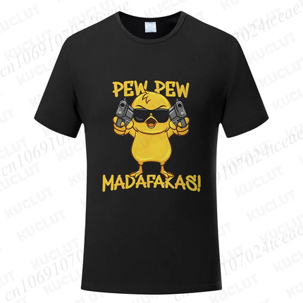 Pew Pew Madafakas Men's T-shirts Cute Chick Funny Graphic Tops Summer Short Sleeve Tees Trendy Streetwear Male Oversized Clothes