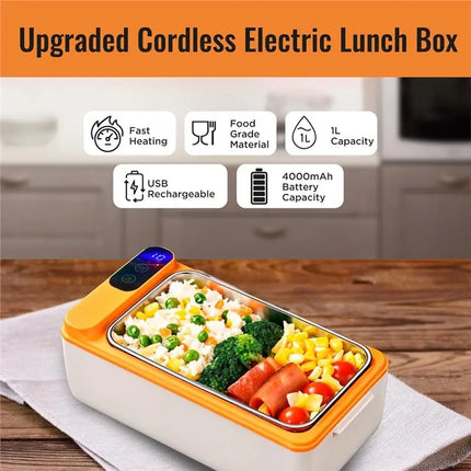 【SELL FAST 】Cordless Electric Heated-Lunch Box-Rechargeable Portable Food Timer Heater For Keeping Hot Meals-For Men Women Adult