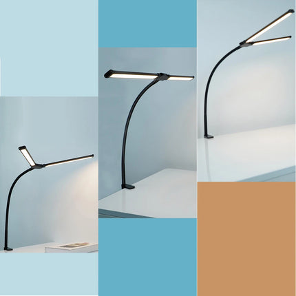 2-Headed LED Desk Lamp for Office Home Eye-Caring Architect Lamp with Clamp USB 3 Color Flexible Adjustable Lighting Table Lamp