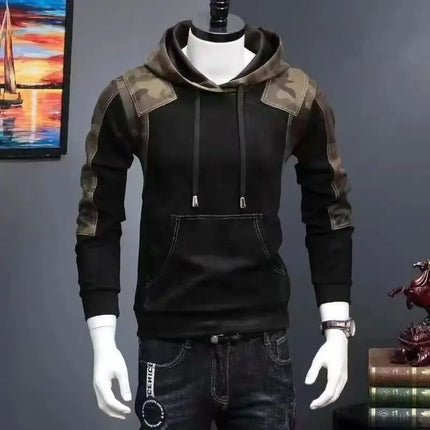 Y2K Techwear Autumn Hooded Tracksuit Men Cotton Cargo Hoodie Fashion Mens Streetwear Camouflage Patchwork Black tactics Hoodies