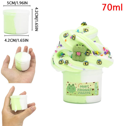 1.76oz Frog Whale Theme Charms DIY Butter Slime Kit - Bicolor Fluffy Super Stretchy Slime Putty for Kids, Ideal Christmas Gift