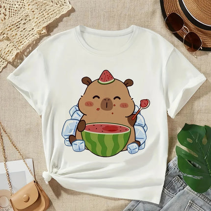 2025 Capybara T-Shirt Kids Children T-Shirt Capybara Cartoons Clothes Kid Girl Boy Capybaras T-Shirt Baby Casual Top Clothes