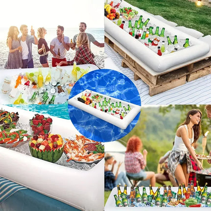 1 Piece of Inflatable Serving Stick, Ice Self-Service Salad Serving Tray, Food and Beverage Holder, Cooler Container