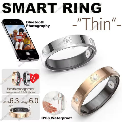 2026 New Diamond Fashion Women Smart Ring IP68 Waterproof Lady Ring Heart Rate Health Monitor Sports Pedometer Fitness Rings New