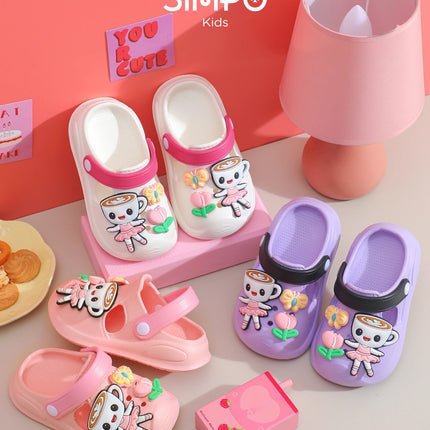 Girls' Slippers with Cute Charms Summer Garden Shoes Beach Sandals Non-slip Breathable Clogs for Girls Indoor & Outdoor Footwear