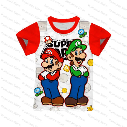 Cartoon Luigi Kids Sleepwear 2Pcs Summer Short Sleeve Tops Pants Children Women Casual Loungewear For Boys Girls Set Adult Set