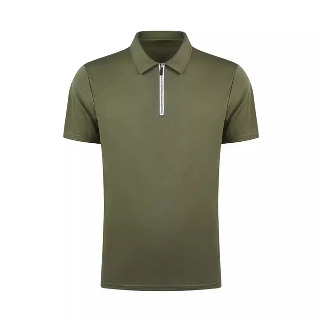 Men's Fashion Half-Zip Collar Polo Shirt, Solid Color Slim Fit Short Sleeve Top, Available in 11 Colors, Casual Men's Top S-5XL