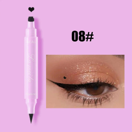 1PC 2 in 1 Eyeliner Stamp Pencil Waterproof Double-ended Black Liquid Eye Liner Pen Quick Dry Triangle Seal Eye Liner Make Up