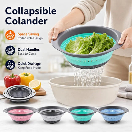 Silicone Folding Washing Drain Basket Fruit Vegetable Washing Strainer Multi-use  Kitchen Storage Basket Collapsible Organzier