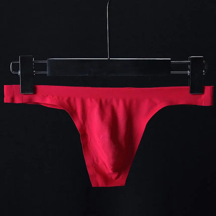 Ultra-thin Seamless Men G Strings Solid Color Thongs Male Pouch Ice Silk Underwear Breathable Low Rise Briefs Panties Underpants