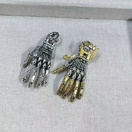 Mechanical Bionic Hand Pendant with Movable Fingers Steampunk Keychain Gothic Punk Robot Hand Jewelry Accessory Gift