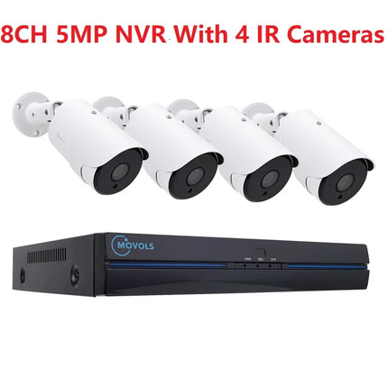 MOVOLS 8CH 5MP 8MP POE Security Camera System Two Way Audio 8MP NVR Kit CCTV Outdoor IP Camera H.265 P2P Video Surveillance Set
