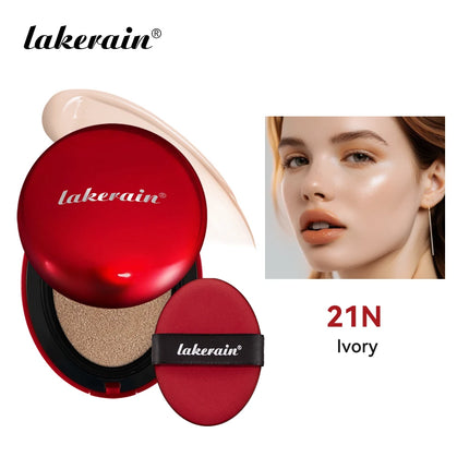 LAKERAIN 12 Color Red Shell Air Cushion Foundation Natural Coverage Lightweight Breathable Air Cushion Foundation