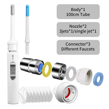 Dental Water Flosser Faucet Oral Irrigator Floss Dental Irrigator Portable Dental Water Jet Teeth Cleaning Mouth Washing Machine