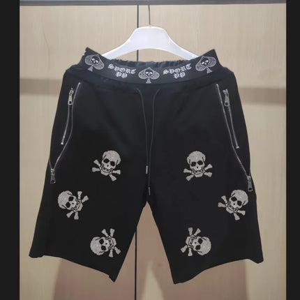 2025 new Sweatpants Track Pants Men Slim Fit Workout Trousers Male Multi-pocket Casual Rhinestones Pants  Design Sportswear