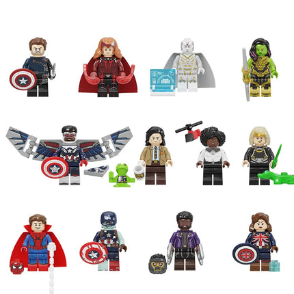 Hot Toys New Marvel Superhero Building Blocks Set Wanda Vision Loki Captain America Action Figures Kids Mini Doll Toy Gifts
