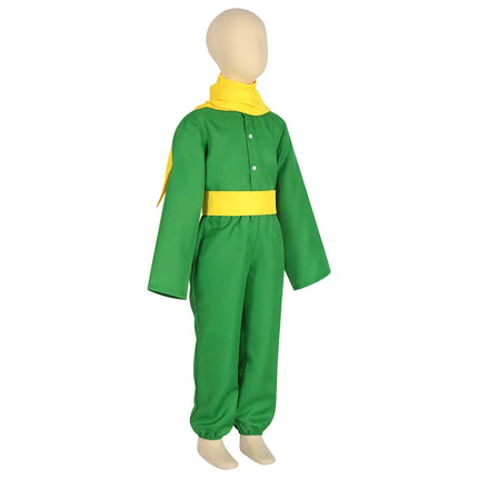 Anime Little Small Prince Cosplay Costume Green Top Pants Yellow Scarf Belt Suits Little Prince Uniform Outfits Wig Halloween