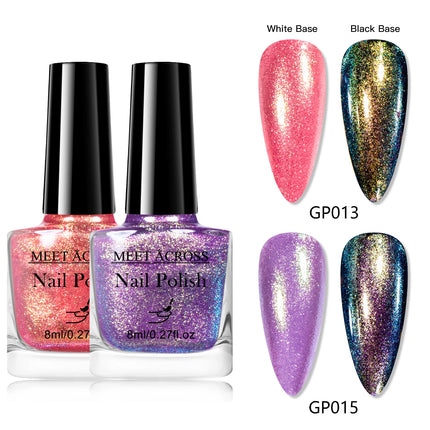 2pcs Chameleon Nail Polish Kit 8ml Natural Dry Saving Time Long Lasting Glitter Nail Art Polish For Manicure DIY Nail Supplies