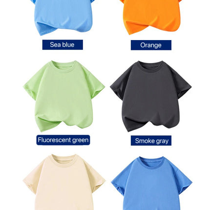 1pcs Summer Pure Cotton Boys Girl Solid Color Tees Fashion Top Childrens Short Sleeve Clothes T-shirts Child Loose Casual Tshirt