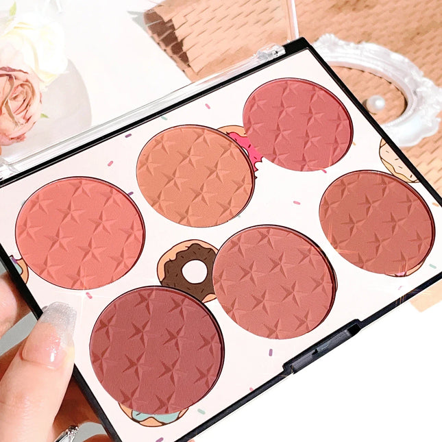 Natural Makeup 6-color Blush Palette – Sweet & Charm Light Shades for Brightening Matte Watercolor Effect Perfect for Days
