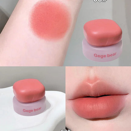 Matte Velvet Mist Cheek Lip Mud Natural Nude Multi-purpose Blush Orange Brown Solid Lip Gloss Tint Lasting Shading Korean Makeup