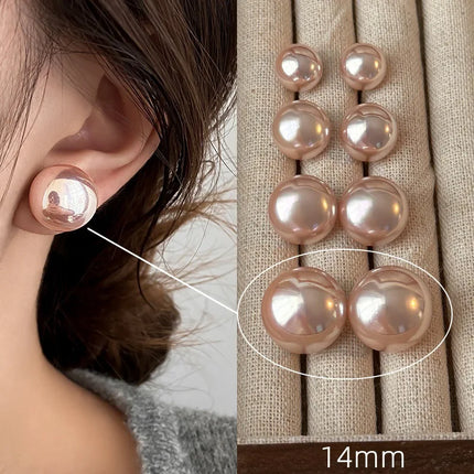 French Simple Pearl Silver Needle Earrings for Women Exquisite Imitation Pearl Elegant Stud Earrings Wedding Party Jewelry