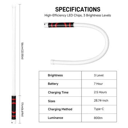 SCKDAY 360° Flexible LED Work Light 800LM Silicone Inspection Lamp Type-C Charging Bendable Flashlight for Tight Engine Space