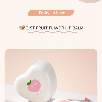 Fruit Moisturizing Hydrating Lip Balm Strawberry Peach Heart Shape Fade Lip Line Repair Lips Care Beauty and Skin Care Products