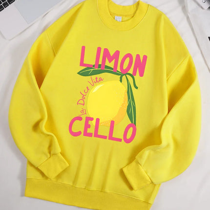 Limon Cello La Dolce Vita Printing Hoodie Women Basics Comfortable Sweatshirt Warm Pullover 2025 Autumn and Winter Hoodie