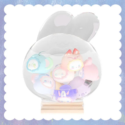EMMA Secret Forest RUA RUA ZOO Animal Cute Soft Rabbit Sound Glass Jar Storage Display Toy Trendy Blind Box Display Case