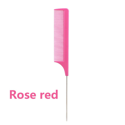 1pc Professional Pointed Tail Comb Salon Hair Styling Stainless Steel Antistatic Dyeing Hair Comb Special for Real Hair Wigs