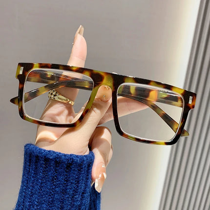 2025New Style Square Frame Big Face Slimming Reading Glasses Trendy Rice Nail Reading Glasses